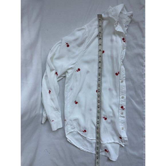 Jane + Delancey White Button Down Embroidered Rose Flower Size L Basics Work - Picture 10 of 10